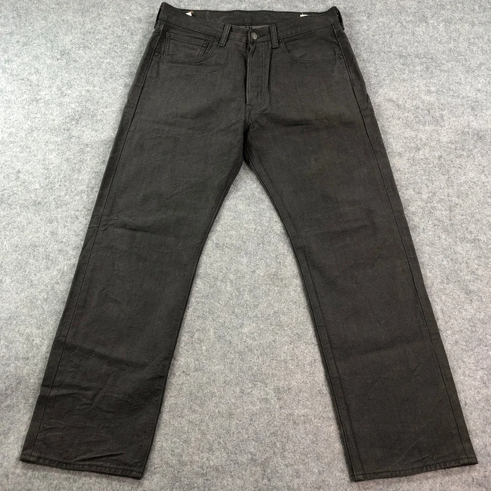 Levis 501 Mens Jeans 33x30 (fits 33x29) Gray Dark Wash Classic Button Fly Cotton
